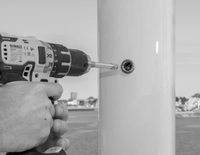 Tec Wire's Pole Inserts, controllable by handtool for Sun Awning Systems for Superyachts