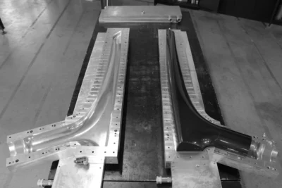 Carbon Fibre Helicopter Blade Crane in aluminium moulds