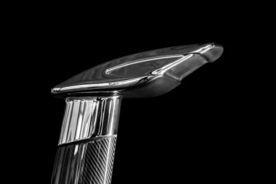 Head of the Carbon Fibre Flagpole, all stainless steel details are polished to a mirror 8 finish