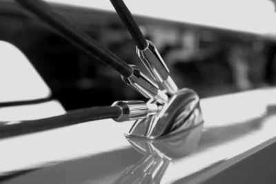 Carbon Fibre Railing System on yacht with bracket