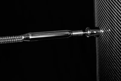 Stainless Steel connection points between Stanchions and Carbon Fibre Jackstaff