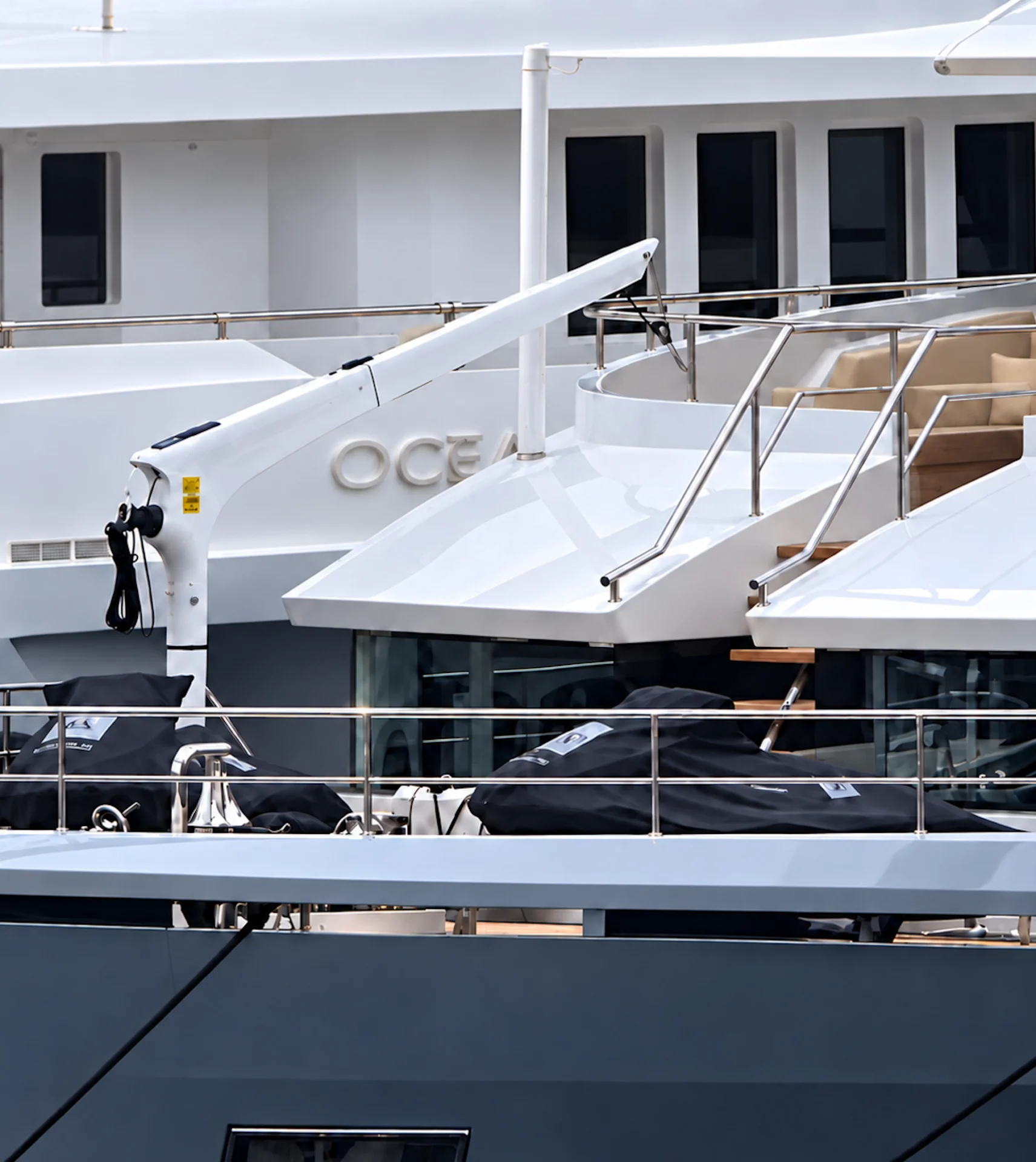 Carbon Fibre Davit Crane on board Superyacht - Tec Wire